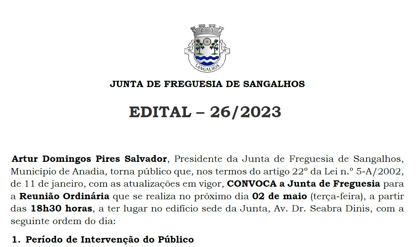Notícia Reunião do Executivo da Junta de Freguesia - Maio 2023
