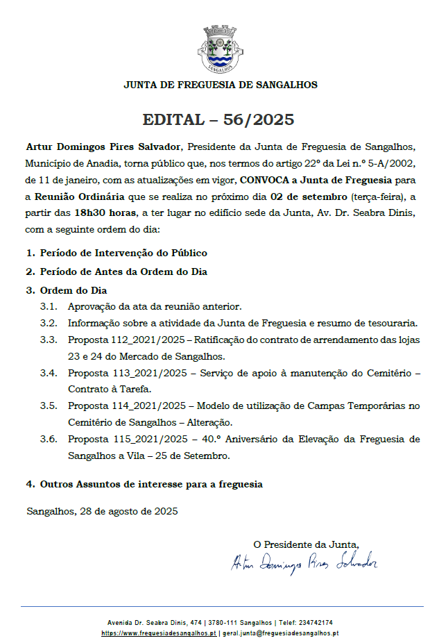 Notícia Reunião Ordinária de Setembro