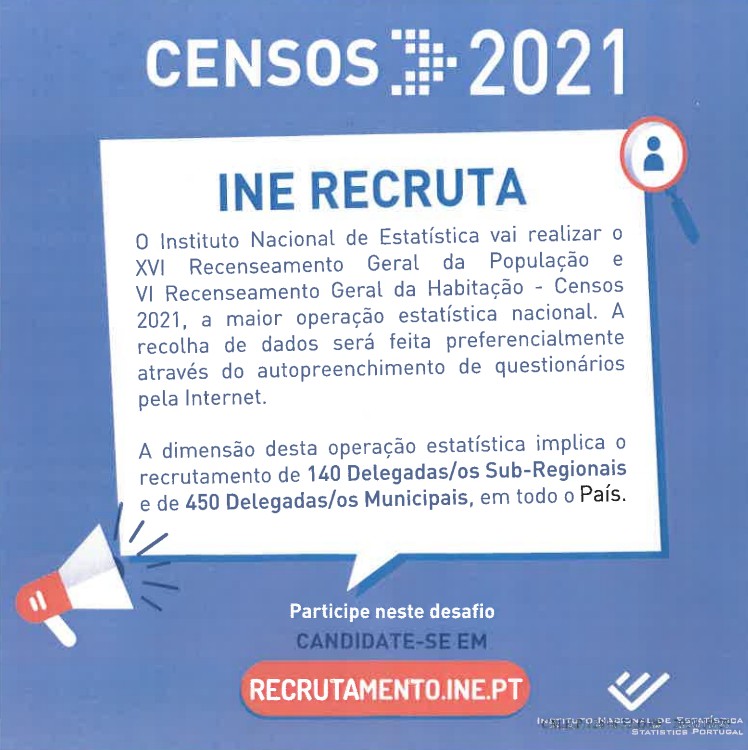 Imagem INE inicia recrutamento para Censos 2021